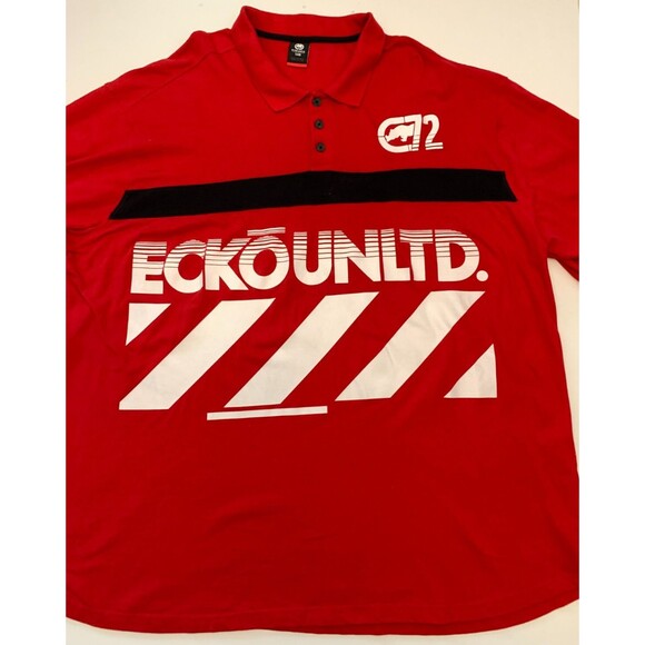 Ecko Unltd Polo Shirt Mens 5XB Short Sleeve Knit Spellout Big Logo Y2K Vintage - Picture 1 of 5